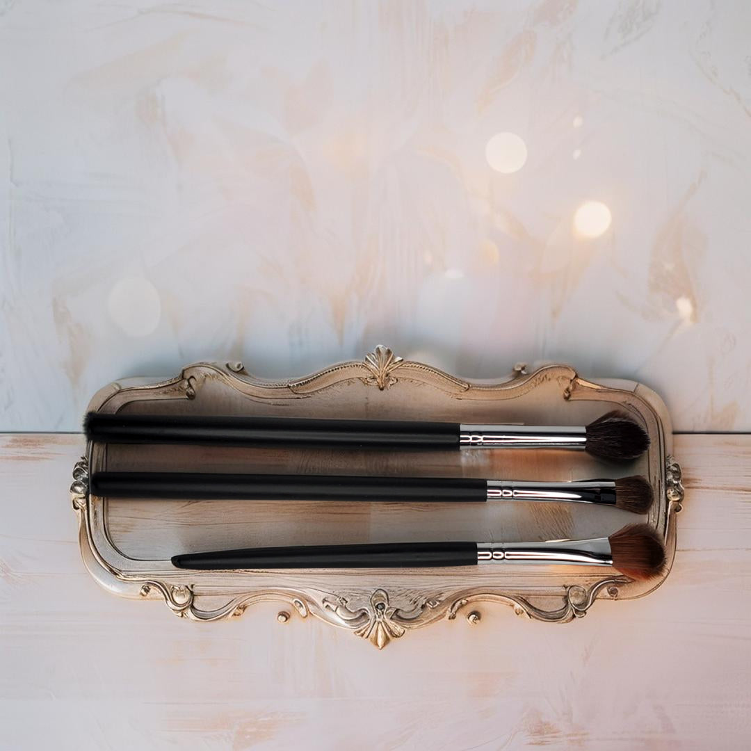 3-Piece Eyeshadow & Concealer Brush Set – Goat Hair, Pony Hair & Vegan Brushes